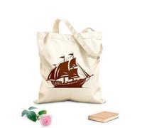 AILOONG Bolsos de lona de algodón para mujer Emblema de barco antiguo de viaje mítico, diseño de barco marinero del Viejo Mundo Tela de 340g/m² de grosor Material agradable para la piel