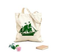 AILOONG Bolsos de lona de algodón para mujer Emblema de barco antiguo de viaje mítico, diseño de barco marinero del Viejo Mundo Tela de 340g/m² de grosor Material agradable para la piel