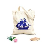 AILOONG Bolsos de lona de algodón para mujer Emblema de barco antiguo de viaje mítico, diseño de barco marinero del Viejo Mundo Tela de 340g/m² de grosor Material agradable para la piel