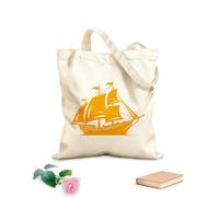 AILOONG Bolsos de lona de algodón para mujer Emblema de barco antiguo de viaje mítico, diseño de barco marinero del Viejo Mundo Tela de 340g/m² de grosor Material agradable para la piel