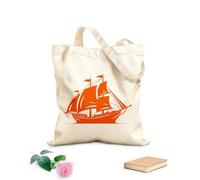 AILOONG Bolsos de lona de algodón para mujer Emblema de barco antiguo de viaje mítico, diseño de barco marinero del Viejo Mundo Tela de 340g/m² de grosor Material agradable para la piel
