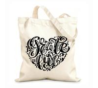 AILOONG Bolsos de lona de algodón para mujer frases de caligrafía dar gracias me encanta otoño agradecido ser agradecido Tela de 12 oz de grosor Material agradable para la piel 25x30cm Pequeño