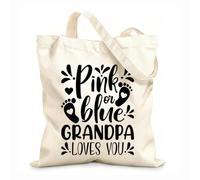 AILOONG Bolsos de lona de algodón para mujer Frases motivacionales para revelar el género del bebé: El abuelo te ama Tela de 12 oz de grosor Material agradable para la piel 25x30cm Pequeño