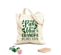 AILOONG Bolsos de lona de algodón para mujer Frases motivacionales para revelar el género del bebé: El abuelo te ama Tela de 340g/m² de grosor Material agradable para la piel