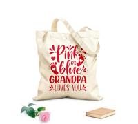 AILOONG Bolsos de lona de algodón para mujer Frases motivacionales para revelar el género del bebé: El abuelo te ama Tela de 340g/m² de grosor Material agradable para la piel
