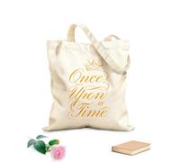 AILOONG Bolsos de lona de algodón para mujer Hace mucho tiempo que el cuento de hadas comenzó a coronar la inscripción. Tela de 340g/m² de grosor Material agradable para la piel