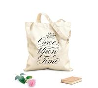 AILOONG Bolsos de lona de algodón para mujer Hace mucho tiempo que el cuento de hadas comenzó a coronar la inscripción. Tela de 12 oz de grosor Material agradable para la piel 31x36cm Mediano