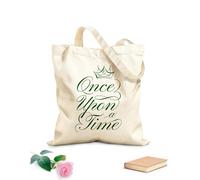 AILOONG Bolsos de lona de algodón para mujer Hace mucho tiempo que el cuento de hadas comenzó a coronar la inscripción. Tela de 340g/m² de grosor Material agradable para la piel