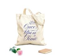 AILOONG Bolsos de lona de algodón para mujer Hace mucho tiempo que el cuento de hadas comenzó a coronar la inscripción. Tela de 340g/m² de grosor Material agradable para la piel