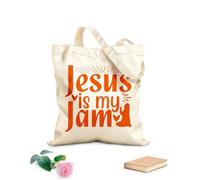 AILOONG Bolsos de lona de algodón para mujer Jesús es mi mermelada Tela de 340g/m² de grosor Material agradable para la piel