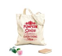 AILOONG Bolsos de lona de algodón para mujer La especia de calabaza hace que todo sea bonito, letras dibujadas a mano con citas otoñales, diseños otoñales Tela de 340g/m² de grosor