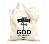 AILOONG Bolsos de lona de algodón para mujer La oración no significa nada si Dios no responde. Cita cristiana, tipografía, diseño de versículos bíblicos. Tela de 12 oz de grosor 35x40cm