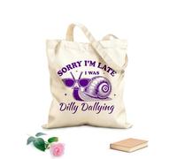 AILOONG Bolsos de lona de algodón para mujer Lo siento, llego tarde, estaba perdiendo el tiempo, caracol, tipografía divertida, animal gracioso, caracol vintage Tela de 340g/m² de grosor