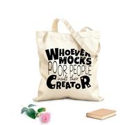 AILOONG Bolsos de lona de algodón para mujer Los que se burlan de los pobres insultan a su Creador Citas Bíblicas Versículos Bíblicos Cristianos Proverbios Tela de 12 oz de grosor 25x30cm