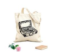 AILOONG Bolsos de lona de algodón para mujer Maletín de póquer lleno de fichas de casino estilo vintage Tela de 12 oz de grosor Material agradable para la piel 25x30cm Pequeño