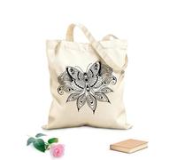 AILOONG Bolsos de lona de algodón para mujer Mandala de mariposa floral oriental árabe islámico Ramadán Tela de 12 oz de grosor Material agradable para la piel 25x30cm Pequeño