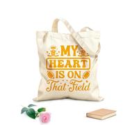 AILOONG Bolsos de lona de algodón para mujer Mi corazón está en ese campo Tela de 340g/m² de grosor Material agradable para la piel