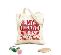 AILOONG Bolsos de lona de algodón para mujer Mi corazón está en ese campo Tela de 340g/m² de grosor Material agradable para la piel