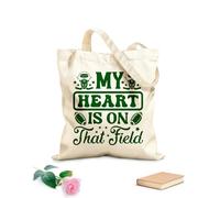AILOONG Bolsos de lona de algodón para mujer Mi corazón está en ese campo Tela de 340g/m² de grosor Material agradable para la piel