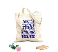 AILOONG Bolsos de lona de algodón para mujer Mi hijo me llama mamá cita tipografía Tela de 340g/m² de grosor Material agradable para la piel