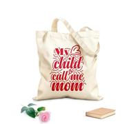 AILOONG Bolsos de lona de algodón para mujer Mi hijo me llama mamá cita tipografía Tela de 340g/m² de grosor Material agradable para la piel