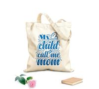 AILOONG Bolsos de lona de algodón para mujer Mi hijo me llama mamá cita tipografía Tela de 340g/m² de grosor Material agradable para la piel