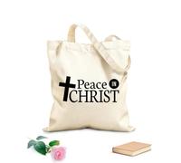 AILOONG Bolsos de lona de algodón para mujer Mi paz os doy paz en Cristo escritura bíblica del evangelio de juan Tela de 12 oz de grosor Material agradable para la piel 31x36cm Mediano