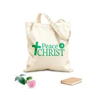 AILOONG Bolsos de lona de algodón para mujer Mi paz os doy paz en Cristo escritura bíblica del evangelio de juan Tela de 340g/m² de grosor Material agradable para la piel