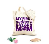 AILOONG Bolsos de lona de algodón para mujer mi primer día de la madre como mamá día de la madre Tela de 340g/m² de grosor Material agradable para la piel