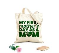 AILOONG Bolsos de lona de algodón para mujer mi primer día de la madre como mamá día de la madre Tela de 340g/m² de grosor Material agradable para la piel