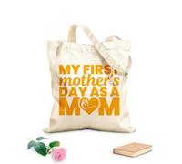 AILOONG Bolsos de lona de algodón para mujer mi primer día de la madre como mamá día de la madre Tela de 340g/m² de grosor Material agradable para la piel