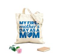 AILOONG Bolsos de lona de algodón para mujer mi primer día de la madre como mamá día de la madre Tela de 340g/m² de grosor Material agradable para la piel