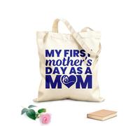 AILOONG Bolsos de lona de algodón para mujer mi primer día de la madre como mamá día de la madre Tela de 340g/m² de grosor Material agradable para la piel