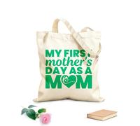 AILOONG Bolsos de lona de algodón para mujer mi primer día de la madre como mamá día de la madre Tela de 340g/m² de grosor Material agradable para la piel
