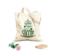 AILOONG Bolsos de lona de algodón para mujer mi tipo de sangre es café Tela de 340g/m² de grosor Material agradable para la piel
