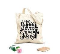 AILOONG Bolsos de lona de algodón para mujer Ningún conejito me ama como Jesús primavera pascua tulipanes flor feliz pascua Tela de 12 oz de grosor Material agradable para la piel 25x30cm Pequeño