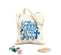 AILOONG Bolsos de lona de algodón para mujer Ningún conejito me ama como Jesús primavera pascua tulipanes flor feliz pascua Tela de 340g/m² de grosor Material agradable para la piel