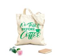 AILOONG Bolsos de lona de algodón para mujer No hablar antes del café, tipografía, diseño de café Tela de 340g/m² de grosor Material agradable para la piel