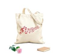 AILOONG Bolsos de lona de algodón para mujer Notas musicales, nota musical, patrón de melodía en espiral y ondas de sonido con notas. Tela de 340g/m² de grosor Material agradable para la piel