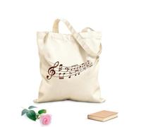 AILOONG Bolsos de lona de algodón para mujer Notas musicales, nota musical, patrón de melodía en espiral y ondas de sonido con notas. Tela de 340g/m² de grosor Material agradable para la piel