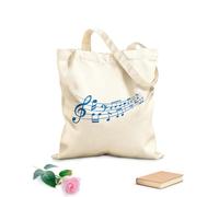 AILOONG Bolsos de lona de algodón para mujer Notas musicales, nota musical, patrón de melodía en espiral y ondas de sonido con notas. Tela de 340g/m² de grosor Material agradable para la piel