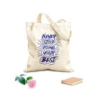 AILOONG Bolsos de lona de algodón para mujer Nunca dejes de hacer tu mejor diseño de cita motivacional tipográfica. Tela de 340g/m² de grosor Material agradable para la piel