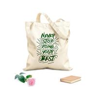 AILOONG Bolsos de lona de algodón para mujer Nunca dejes de hacer tu mejor diseño de cita motivacional tipográfica. Tela de 340g/m² de grosor Material agradable para la piel