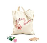 AILOONG Bolsos de lona de algodón para mujer Ola musical de notas en un concierto de orquesta de pentagrama Tela de 340g/m² de grosor Material agradable para la piel