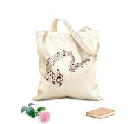 AILOONG Bolsos de lona de algodón para mujer Ola musical de notas en un concierto de orquesta de pentagrama Tela de 340g/m² de grosor Material agradable para la piel
