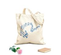 AILOONG Bolsos de lona de algodón para mujer Ola musical de notas en un concierto de orquesta de pentagrama Tela de 340g/m² de grosor Material agradable para la piel