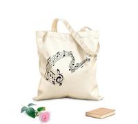 AILOONG Bolsos de lona de algodón para mujer Ola musical de notas en un concierto de orquesta de pentagrama Tela de 12 oz de grosor Material agradable para la piel 35x40cm Grande