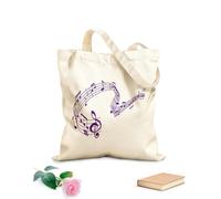 AILOONG Bolsos de lona de algodón para mujer Ola musical de notas en un concierto de orquesta de pentagrama Tela de 340g/m² de grosor Material agradable para la piel
