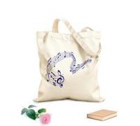 AILOONG Bolsos de lona de algodón para mujer Ola musical de notas en un concierto de orquesta de pentagrama Tela de 340g/m² de grosor Material agradable para la piel
