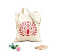AILOONG Bolsos de lona de algodón para mujer pavo real exhibiendo sus plumas contra un Tela de 340g/m² de grosor Material agradable para la piel
